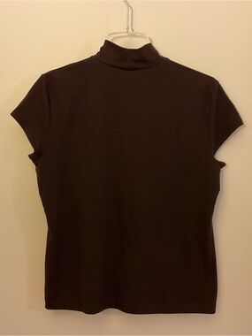 Brown mock neck short sleeve top